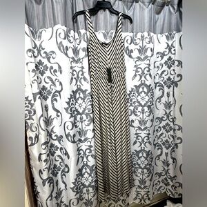 NWT Matty M Black and White Striped Maxi Dress Size S